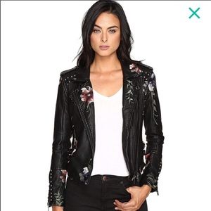 Blank NYC floral leather jacket